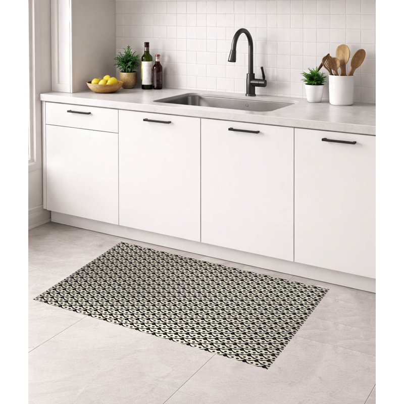 Tapis de cuisine à profil bas, Rectangle 2' x 3', Midnight Charcoal Geometric