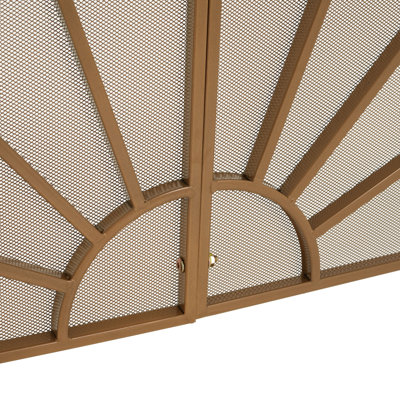 Pare-étincelles décoratifs en métal, motif de paon doré en éventail, 41 po L × 33 po H