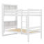 Lit superposé simple au-dessus de simple avec tablettes, lit en bois d'hévéa avec tête de lit à tablettes, barrières de sécurité et échelle, convertible en 2 lits-1399449281