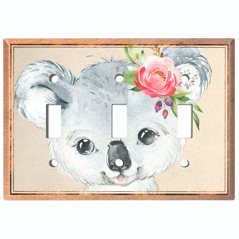 Plaque murale mignonne à 3 bandes avec interrupteurs à bascule beiges gris Koala