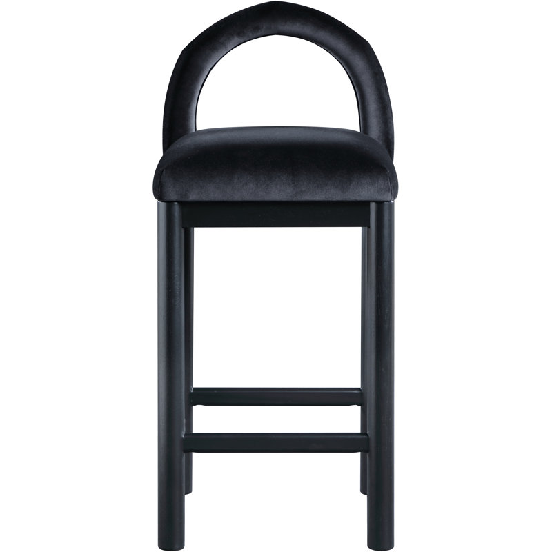 Conrad Letcher Velvet Counter Stool, Black Velvet Seat/Black Frame