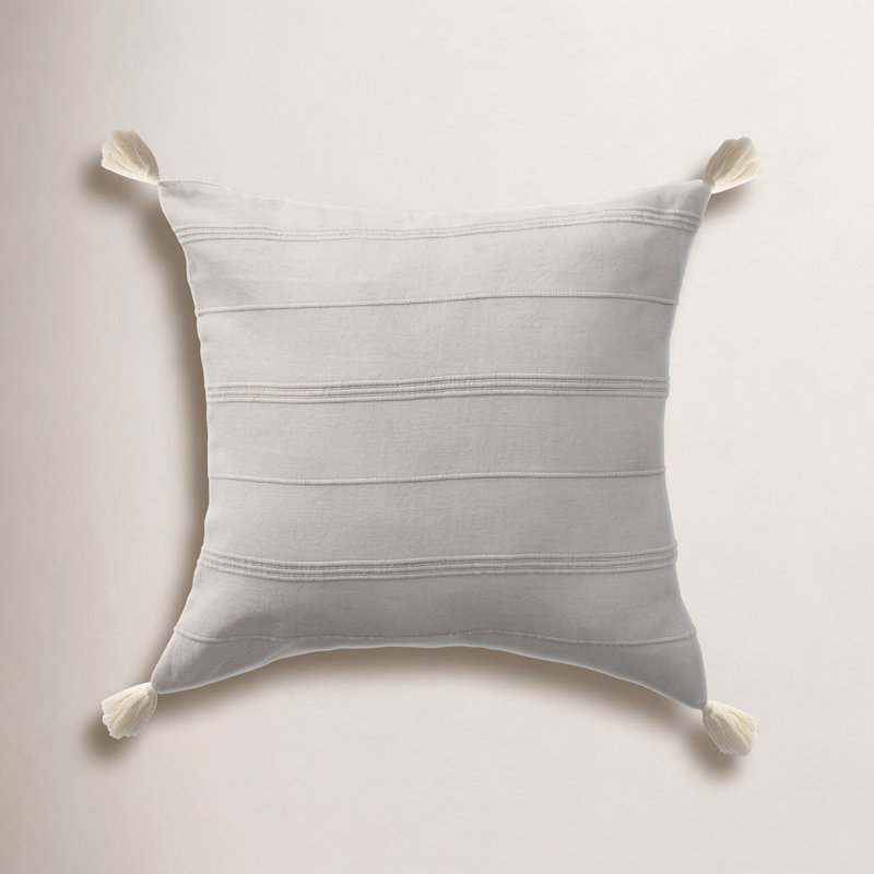 Danica Farmhouse Striped 100% Turkish Cotton Throw Pillow, Gray, Down