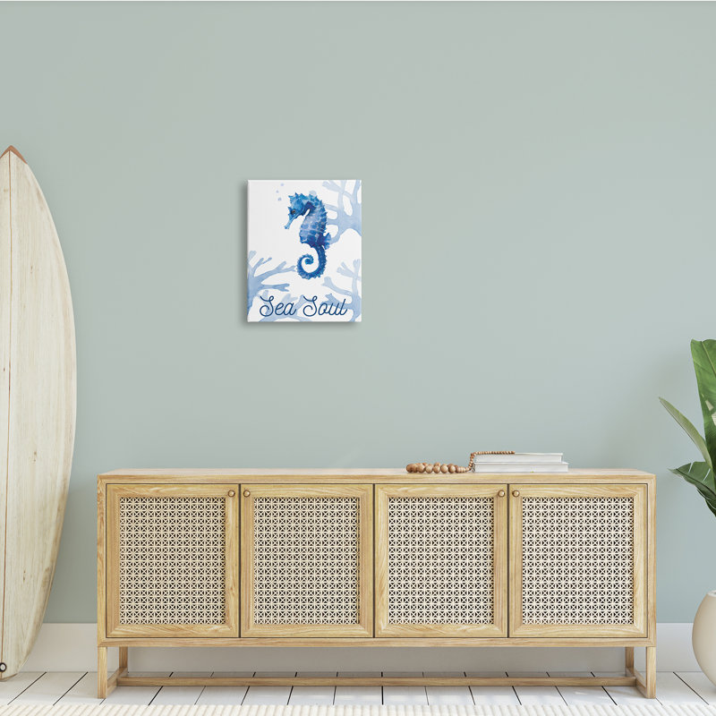 Sea Soul Sentiment Blue Seahorse Ocean, H 20 po x l 16 po x P 1,5 po, Toile tendue