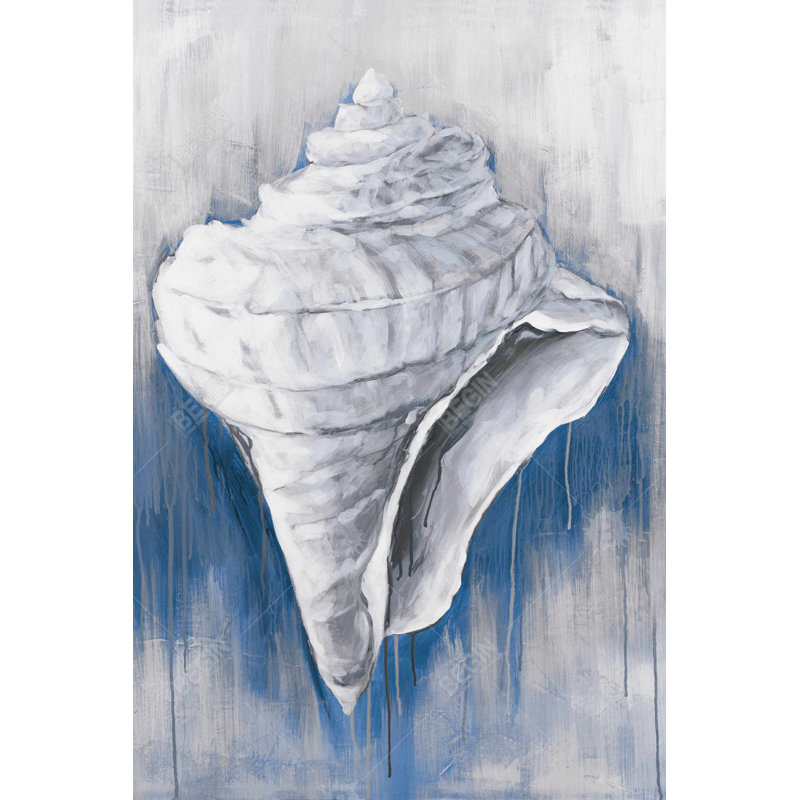 Coquille conique bleue - Toile côtière | Art marin