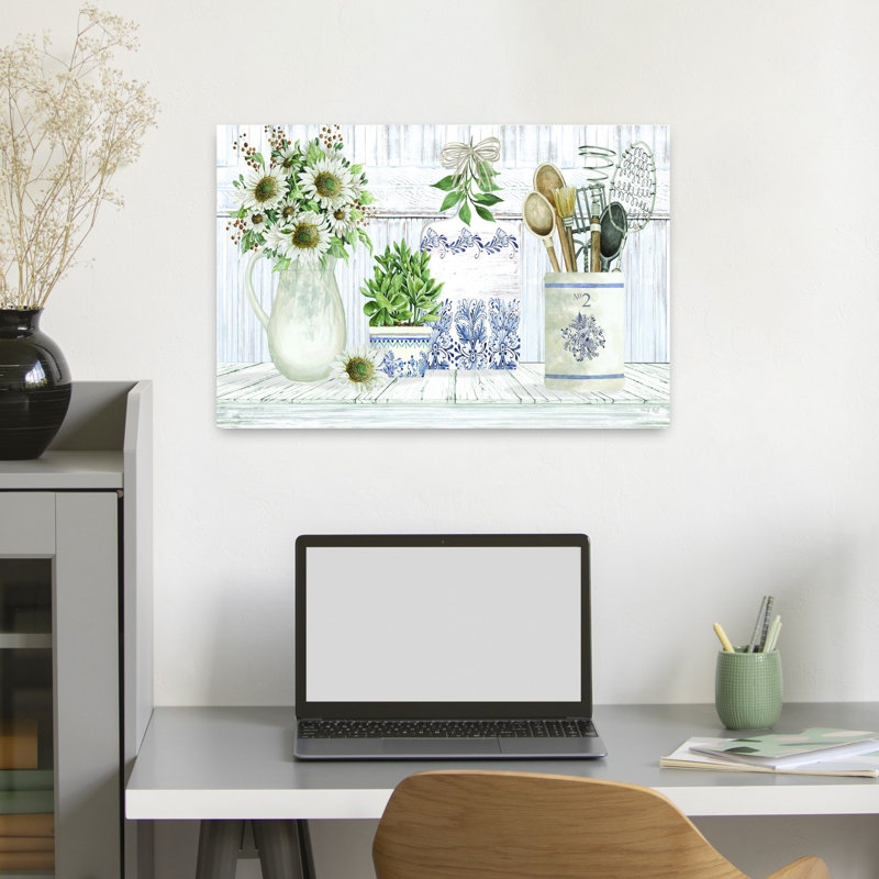 Art contemporain, art floral rétro, H 16 po x l 24 po