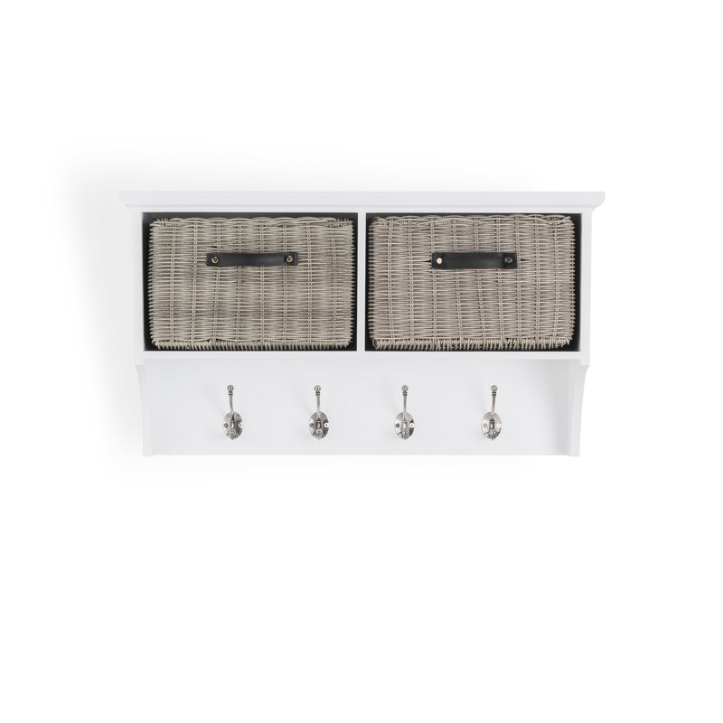 Anita Solid Wood Cube Shelf, White/Grey