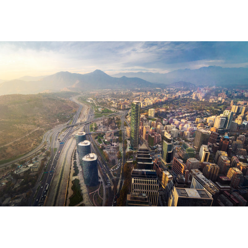 Aerial View Of Santiago by Diegograndi - Wrapped Canvas Print, 20cm H x 30cm W