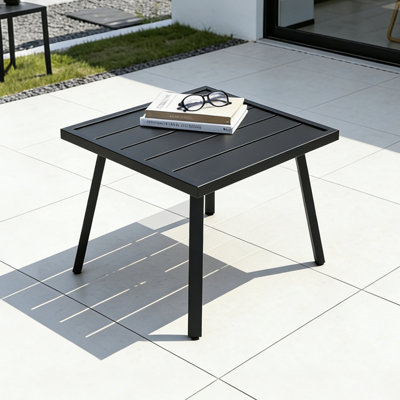 Patio End Table, Outdoor Modern Square Coffee Table