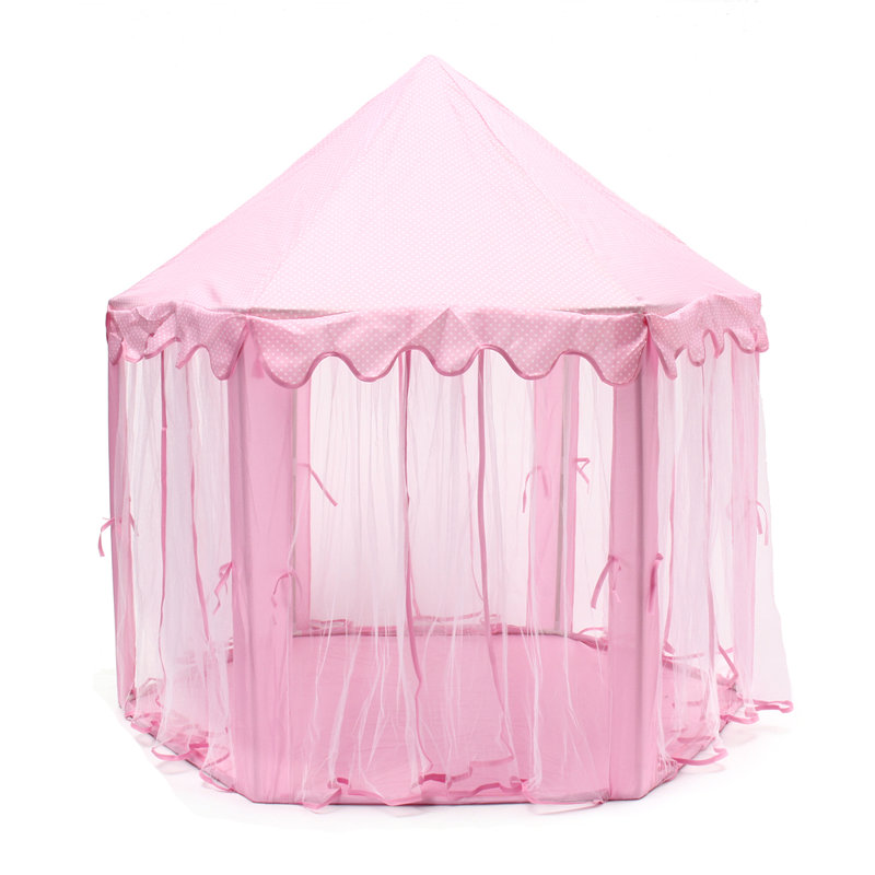 Tente de jeu en polyester intérieure/extérieure 4,5' x 4,4' avec sac de transport castle, Rose