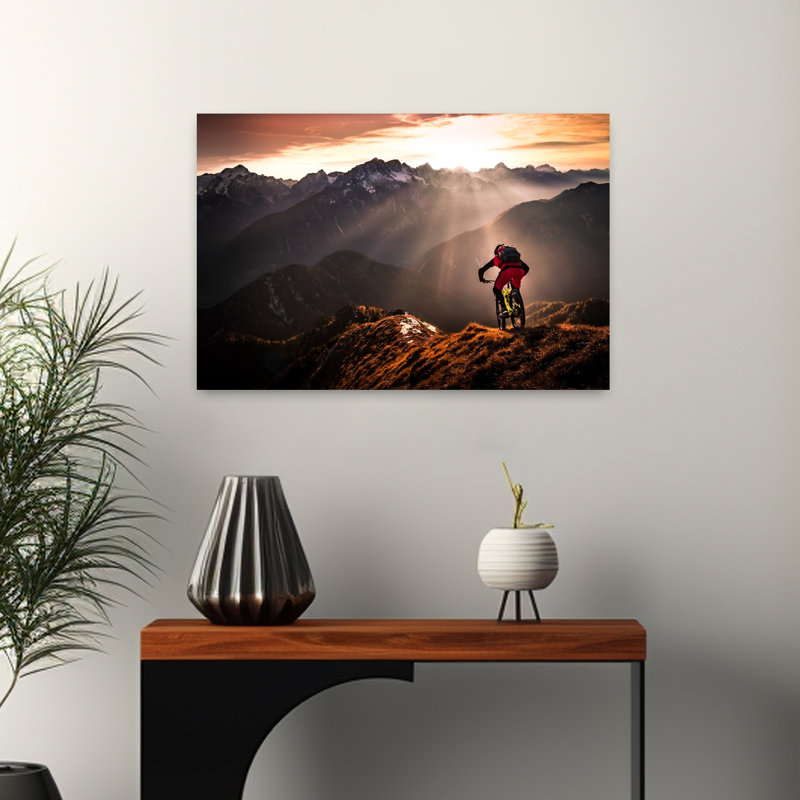 Art contemporain contemporain, paysage de montagne abstrait, H 16 po x l 24 po