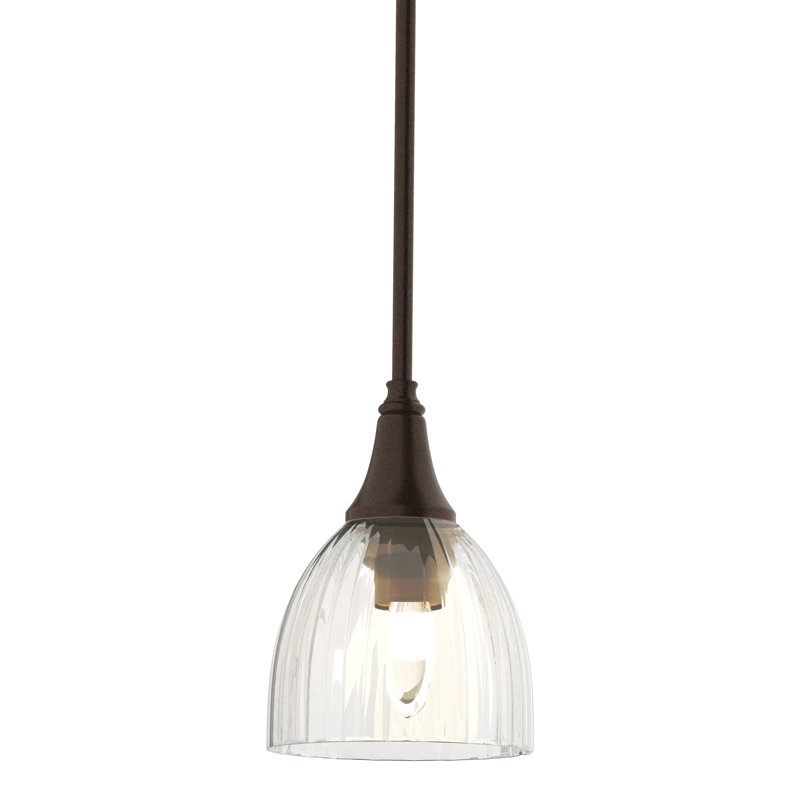 Trumpet 1-Light Single Dome Pendant, Oil Rubbed Bronze, Clear