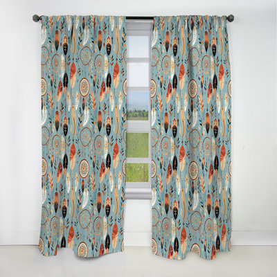 Dreamcatchers Boho Pattern I - Abstract Boho Curtain - Blackout Abstract Curtain - 1 Panels