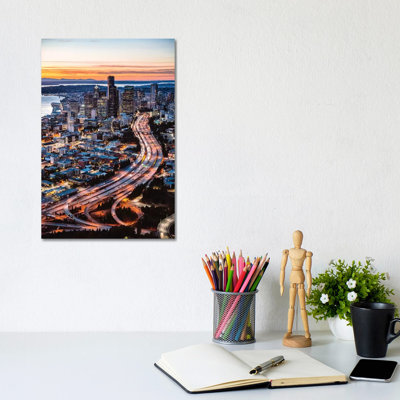 Aerial View Of Seattle At Dusk, USA by Matteo Colombo - Gallery-Wrapped Canvas Giclée on Canvas