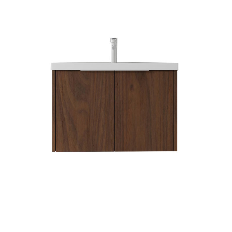 Meuble-lavabo flottant 36 po avec lavabo à porte à fermeture en douceur pour petites salles de bain 36 po, Brown, 36"