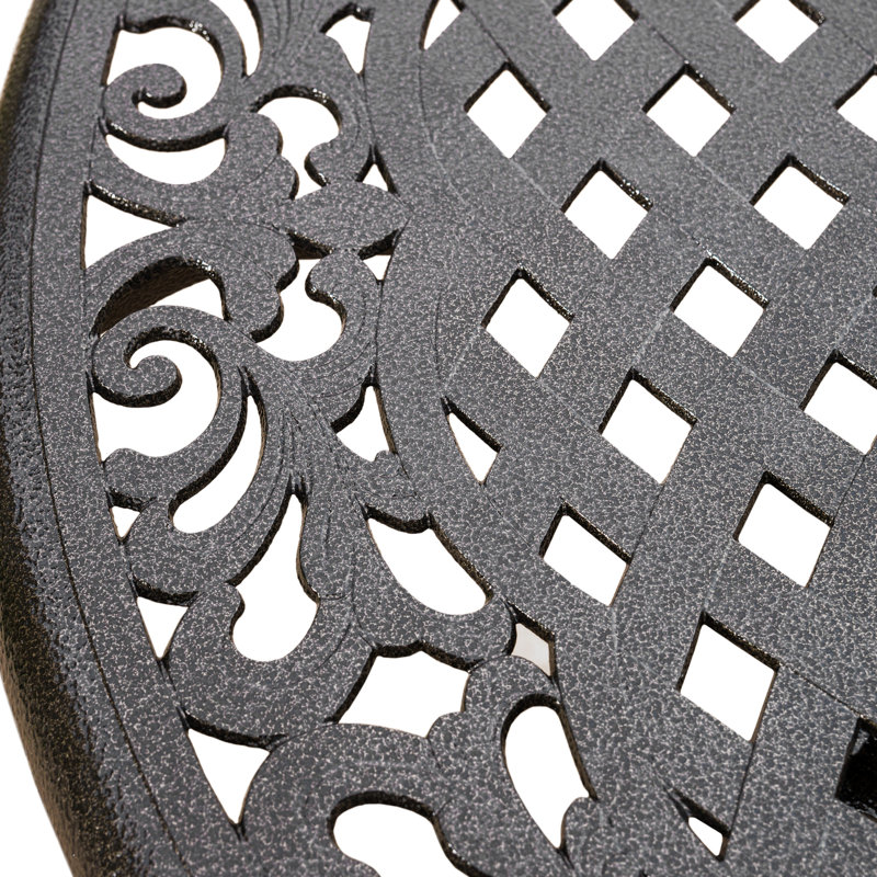 48-Inch Round Outdoor Dining Table Crafted Of Cast Aluminum In Hammered Bronze, With Tabletop, Umbrella Hole, And Curved Legs, For Entertaining 48-In Bronze Finish, Relaxing