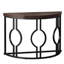 Console demi-lune pour le hall d'entrée, canapé industriel semi-circulaire de 43 pouces avec base géométrique, table d'appoint en bois pour le salon, le couloir, le vestibule, l'entrée, brun rustique