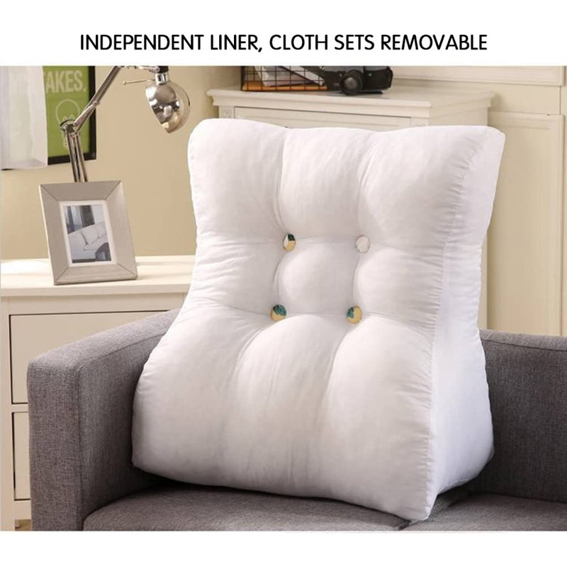 Contoured Wedge Pillow Back Support for lounging or Reading in Bed, Beige/Green/Dark Brown Forest