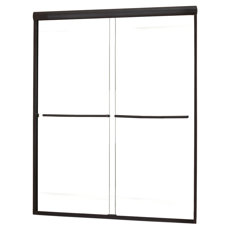 Cove - W x 72'' H Bypass Door Semi-Frameless Shower Door with, Silver, Clear Glass