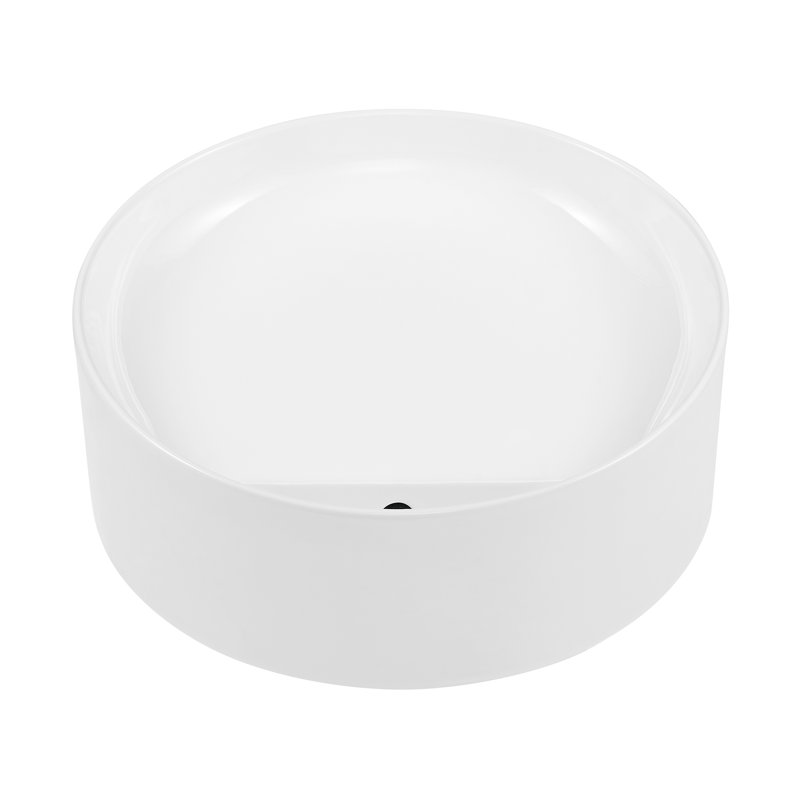 Beau 16.5" Round Vessel Bathroom Sink, Glossy White