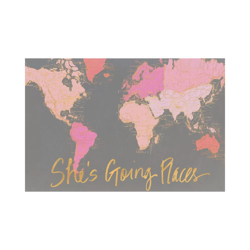 Impression d’art graphique, "it’s going places" par Elizabeth Medley, Pas de tapis, Toile tendue