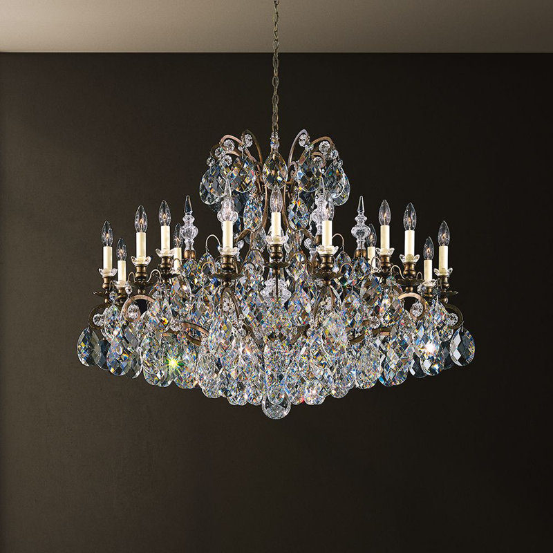Renaissance 19 - Light Glass Chandelier, Heirloom Gold, Clear Heritage Crystal