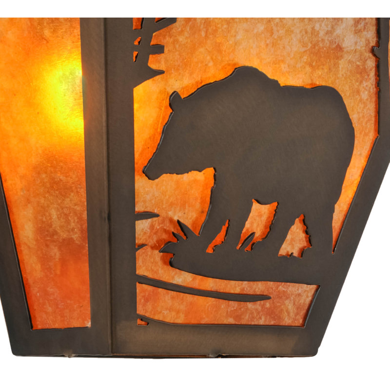 2 - Light Flush Mounted Sconce, Amber, Antique Copper