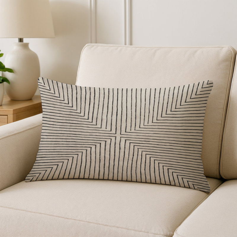 Coussin décoratif intérieur et extérieur Modern, Gris géométrique 9, Rectangle H 25 po x l 18 po