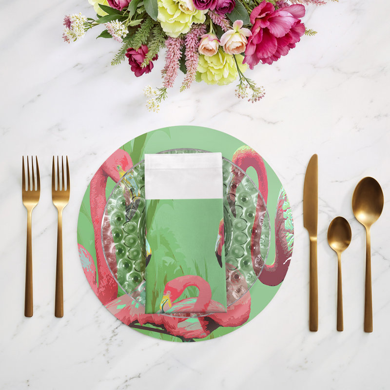 Palm Springs Cotton Sateen Dinner Napkins, Flamingo