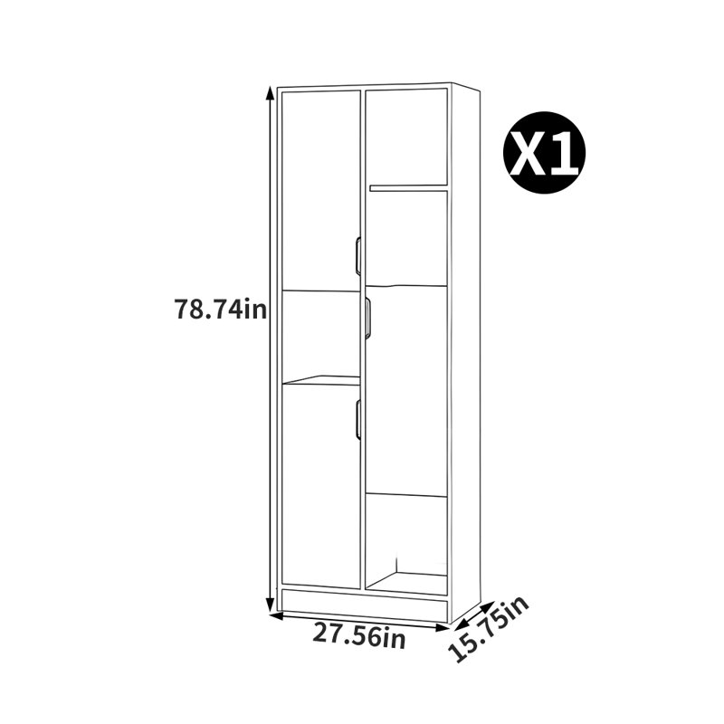 Italian style simple solid wood bookcase