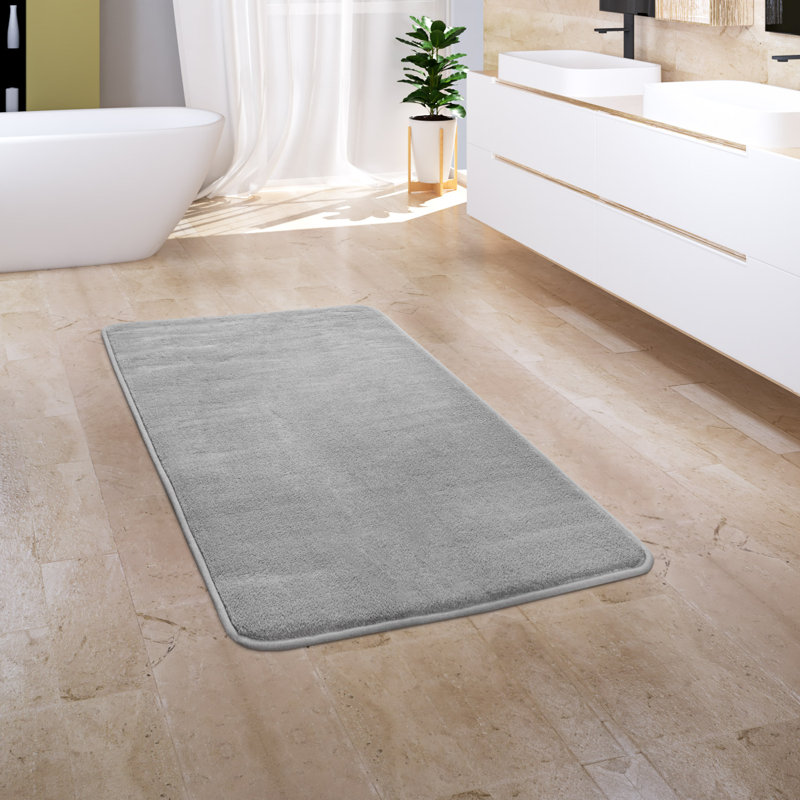 Corby Rectangle Bath Mat, 70cm W x 120cm L, Grey