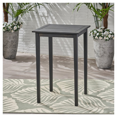 Outdoor Minimalist Acacia Wood Square Bar Table - Teak Finish