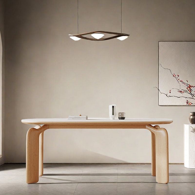 Quinterrius Ash Solid Wood Base Dining Table, Burlywood, 29.5"H x 70.8"L x 35.4"W