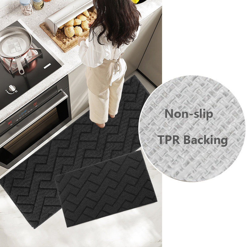 Tapis de cuisine antidérapant Weisler, Noir