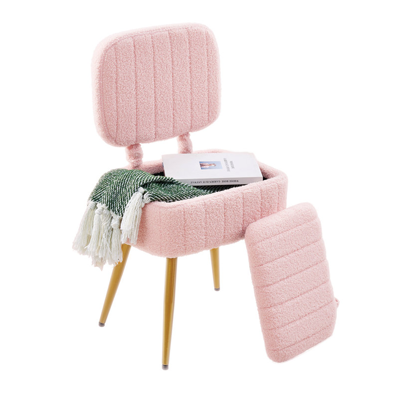 Wood Accent Stool, Pink