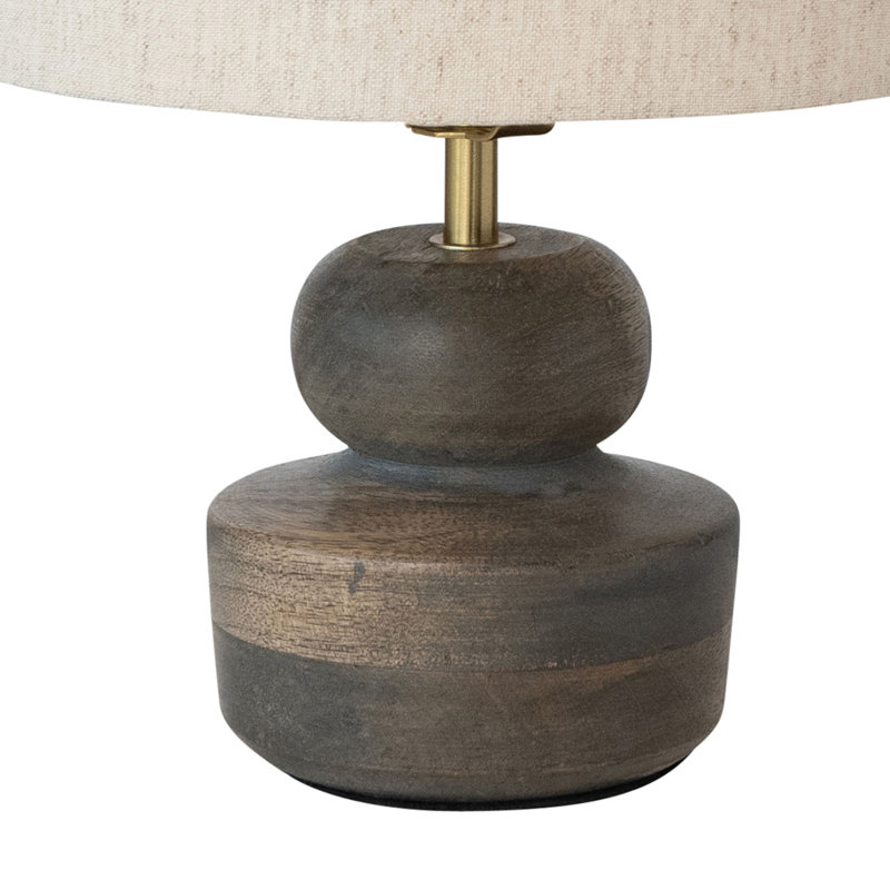 Lampe de table en bois de manguier avec abat-jour en coton