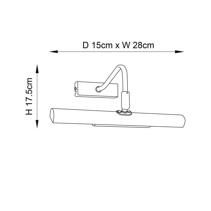 2 - Light Wall Mounted Picture Light, Satin Chrome Effect Plated