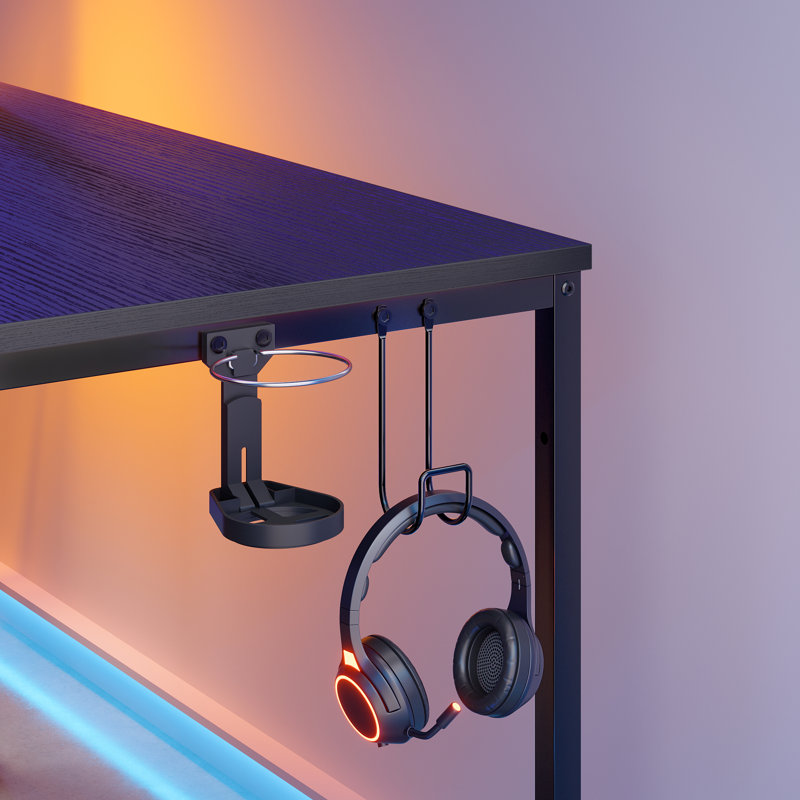 Monike Modular Steel Computer Desk, Black