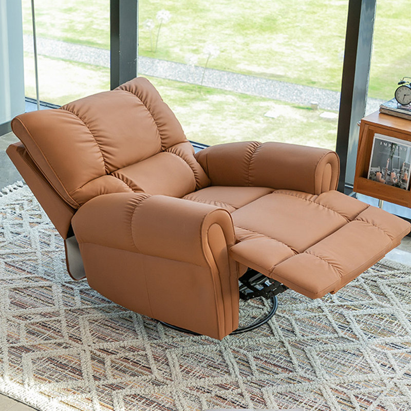 Nidhin Faux Leather Recliner, Brown Faux Leather