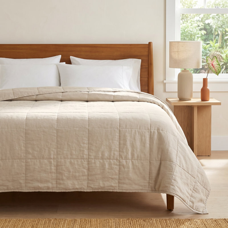 Linen Reversible Modern & Contemporary Quilt, Full/Queen, Blue