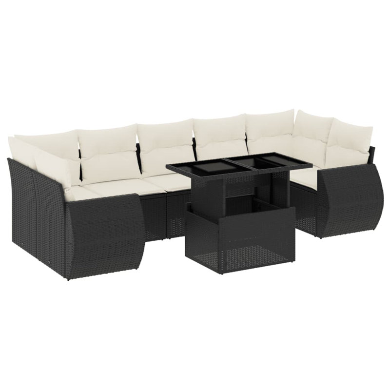Ensemble de canapé de jardin Vidaxl noir et blanc crème