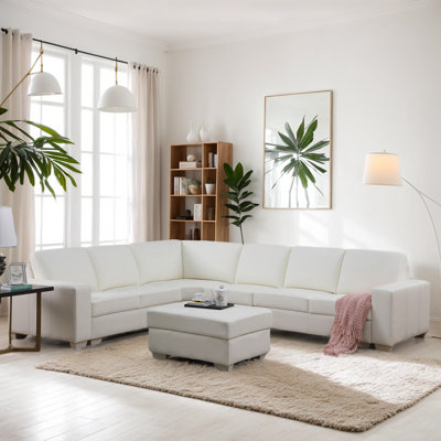 6 - Piece Genuine Cowhide Leather Luxury Living Room Sectional Set