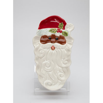 Plateau à bonbons Père Noël afro-américain avec repose-cuillère - 22 cm (8 3/4 po) de long