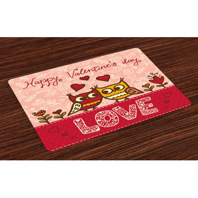 Offerman Valentines Day Owls Love Heart Placemat