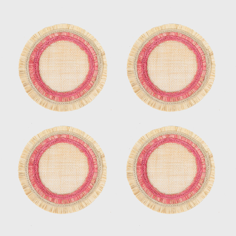 Ruffle Edge Straw Coasters, Pink