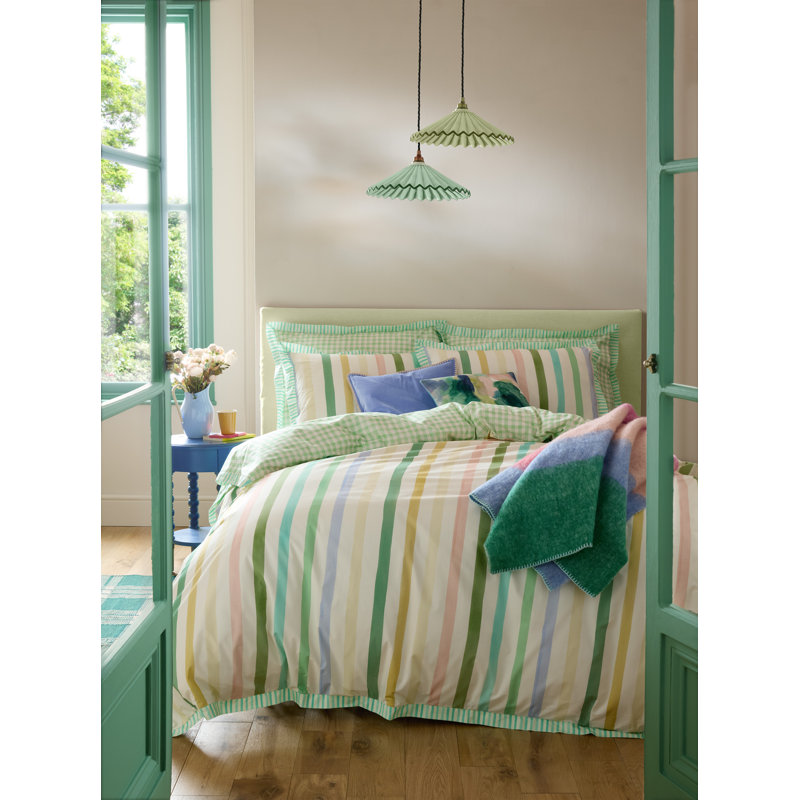 Sunday Stripe Botanical Greens 200 Thread Count Bedset, Single Bed (135 x 200 cm)