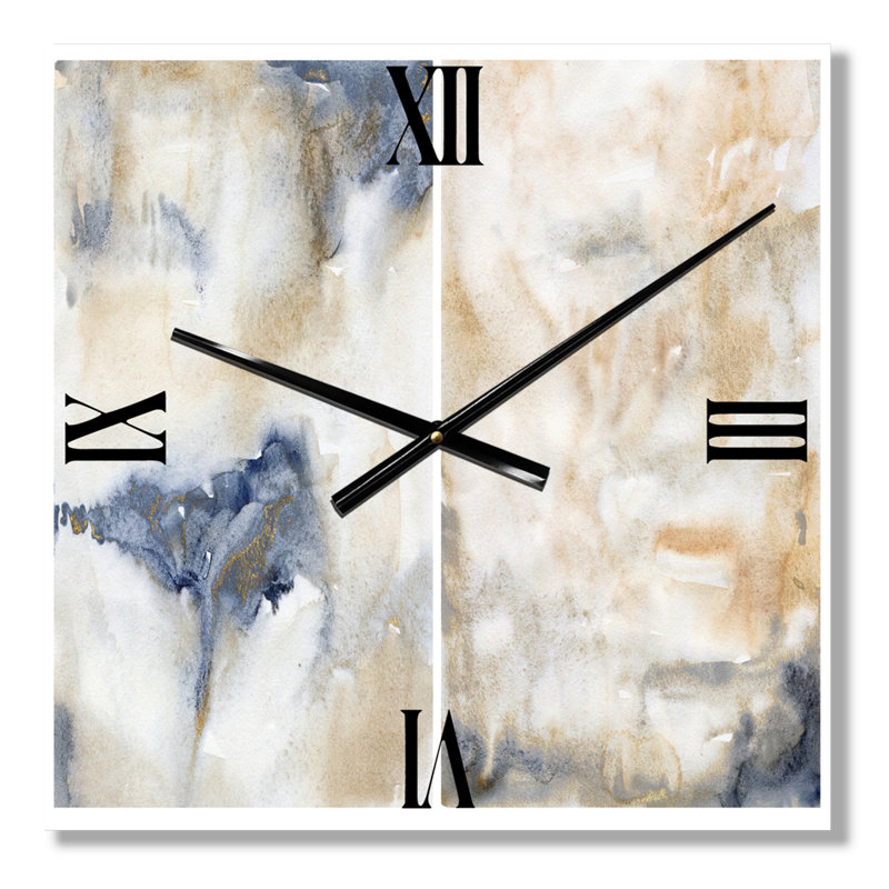 Horloge murale moderne abstraite rose doré, beige et pastel foncé, Moyen