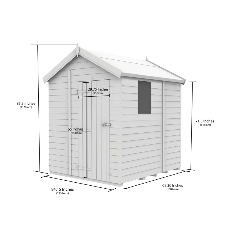 Total Sheds 7ft x 5ft Security Apex Shed - Heavy-Duty Hasp Staple Anti-Tamper - Pressure Treated Timber - UK Manufactured