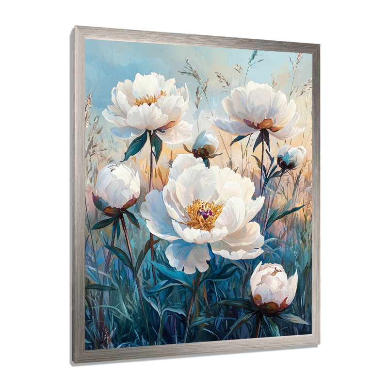 Bassford - impressions murales florales, H 44 po x l 34 po, Argent argent, Reproduction encadrée d'une seule photo