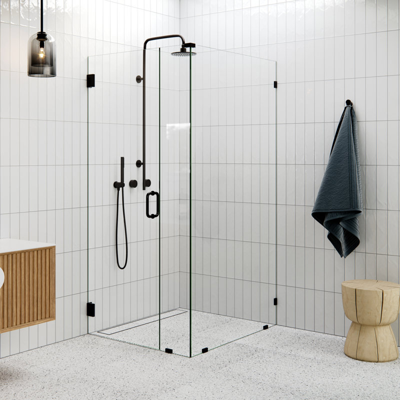 78" H Pivot Frameless Shower Door, Oil Rubbed Bronze