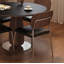Table ronde en bois massif, pierre noire-862891505
